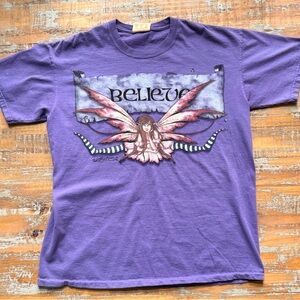 Vintage The Mountian Amy brown Believe purple fairy tshirt